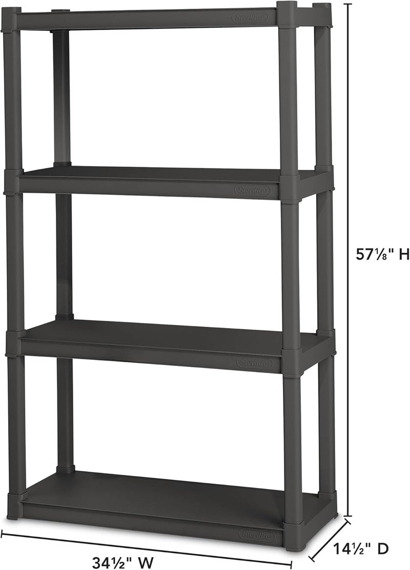 Sterilite 4 Shelf Unit, Heavy-Duty Shelving Storage and Utility Rack - Standing Plastic Organizer Shelves for Kitchen, Bathroom, and Garage - Image 3